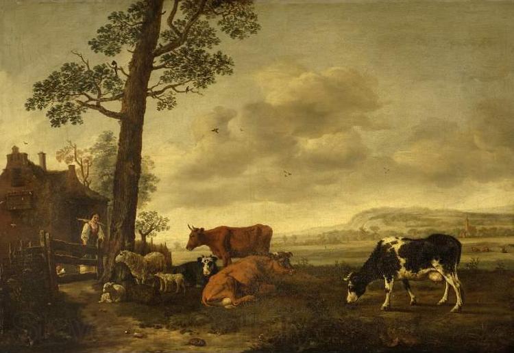 Anthonie van Borssom Landscape with cattle France oil painting art